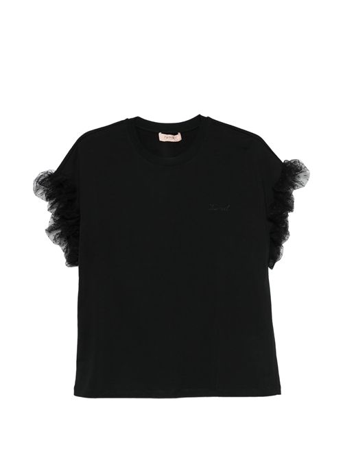 T-shirt in cotone con maniche in tulle. TWINSET | TP204A/00006